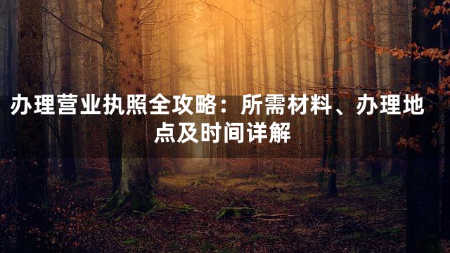 办理营业执照全攻略：所需材料、办理地点及时间详解