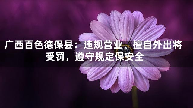 广西百色德保县：违规营业、擅自外出将受罚，遵守规定保安全