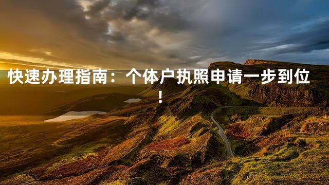 快速办理指南：个体户执照申请一步到位！