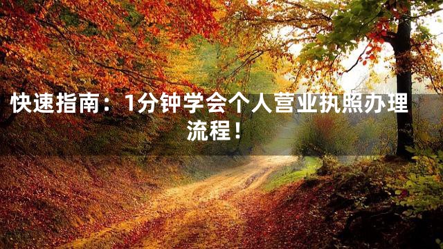 快速指南：1分钟学会个人营业执照办理流程！