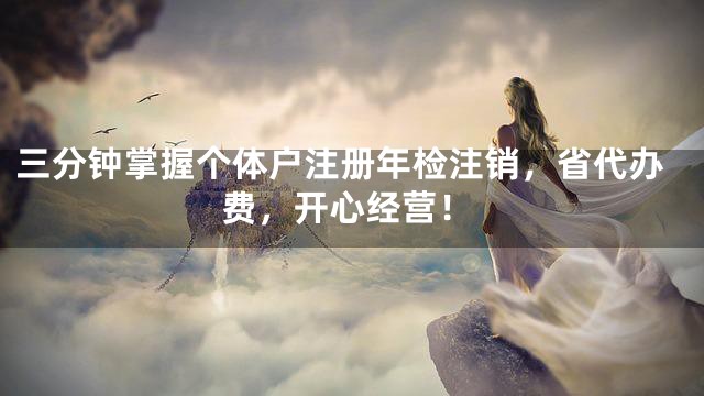 三分钟掌握个体户注册年检注销，省代办费，开心经营！
