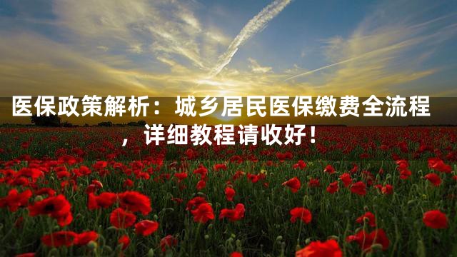 医保政策解析：城乡居民医保缴费全流程，详细教程请收好！