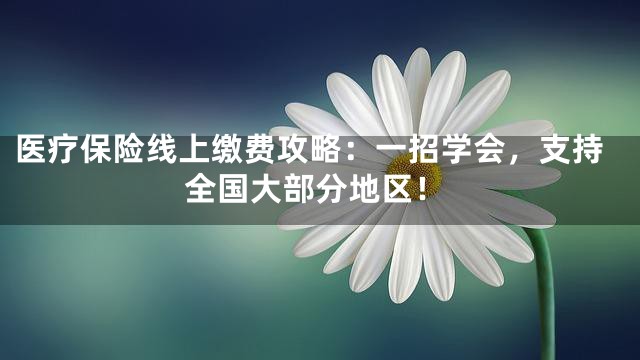 医疗保险线上缴费攻略：一招学会，支持全国大部分地区！