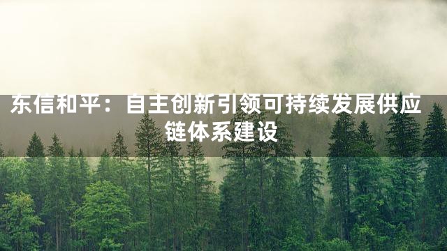 东信和平：自主创新引领可持续发展供应链体系建设