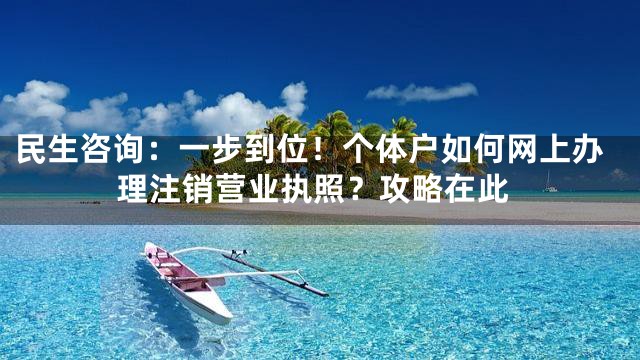 民生咨询：一步到位！个体户如何网上办理注销营业执照？攻略在此