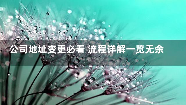 公司地址变更必看 流程详解一览无余
