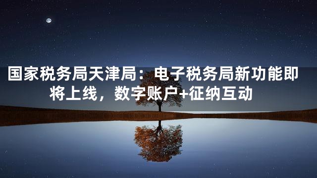 国家税务局天津局：电子税务局新功能即将上线，数字账户+征纳互动