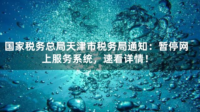 国家税务总局天津市税务局通知：暂停网上服务系统，速看详情！