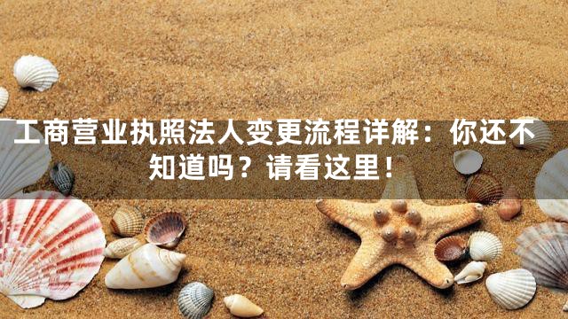 工商营业执照法人变更流程详解：你还不知道吗？请看这里！