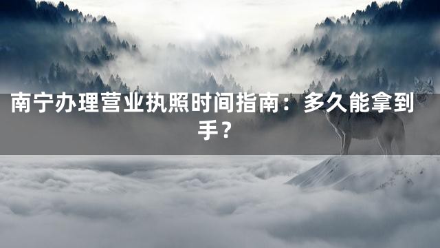 南宁办理营业执照时间指南：多久能拿到手？