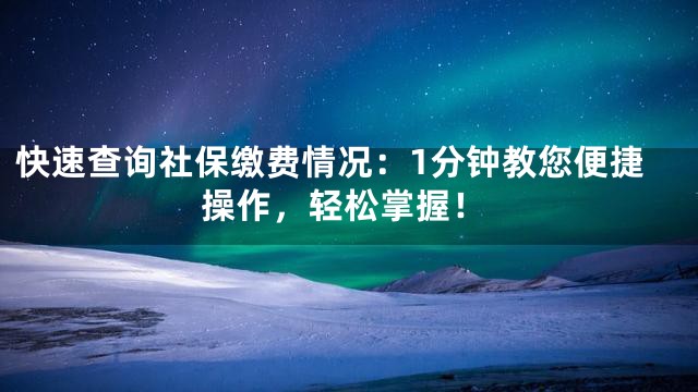 快速查询社保缴费情况：1分钟教您便捷操作，轻松掌握！