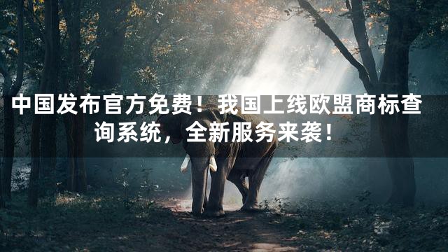 中国发布官方免费！我国上线欧盟商标查询系统，全新服务来袭！