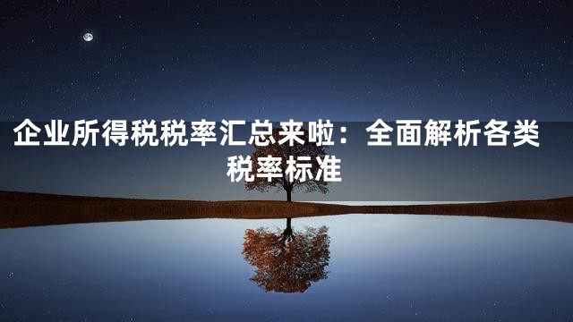 企业所得税税率汇总来啦：全面解析各类税率标准