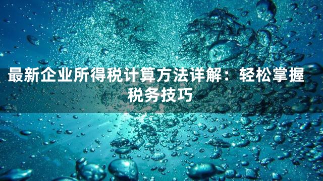 最新企业所得税计算方法详解：轻松掌握税务技巧
