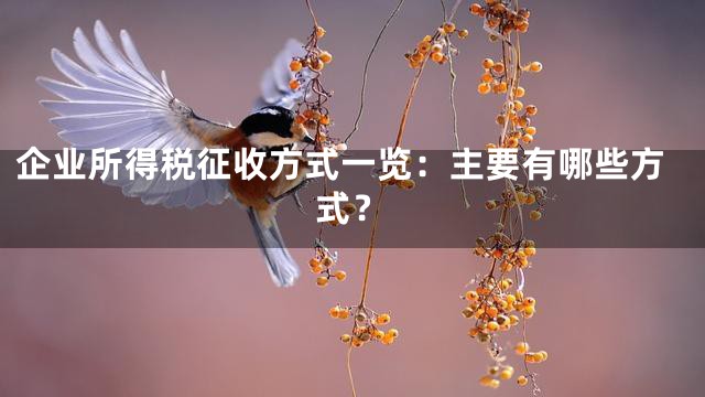 企业所得税征收方式一览：主要有哪些方式？