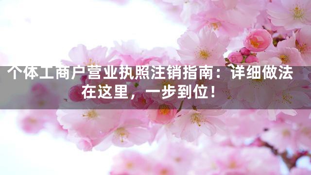 个体工商户营业执照注销指南：详细做法在这里，一步到位！