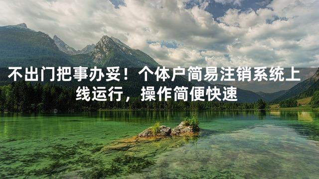 不出门把事办妥！个体户简易注销系统上线运行，操作简便快速