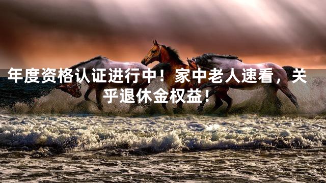 年度资格认证进行中！家中老人速看，关乎退休金权益！