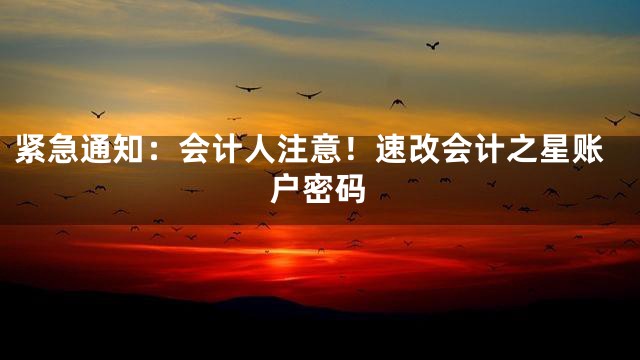 紧急通知：会计人注意！速改会计之星账户密码