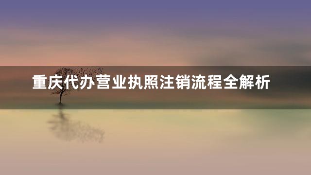重庆代办营业执照注销流程全解析