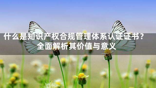 什么是知识产权合规管理体系认证证书？全面解析其价值与意义