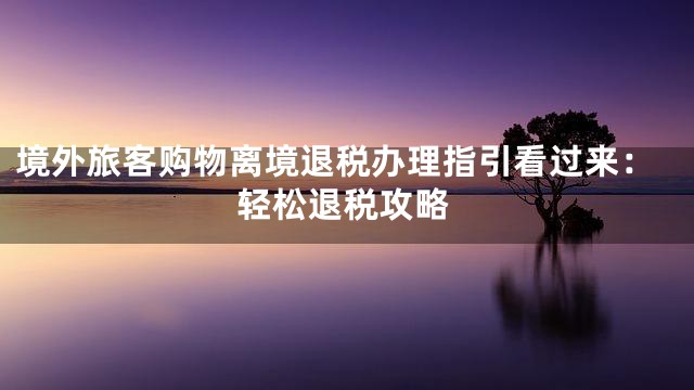 境外旅客购物离境退税办理指引看过来：轻松退税攻略