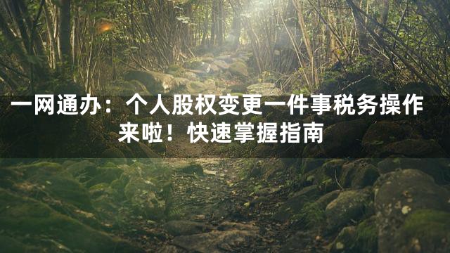 一网通办：个人股权变更一件事税务操作来啦！快速掌握指南