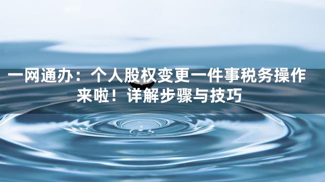 一网通办：个人股权变更一件事税务操作来啦！详解步骤与技巧