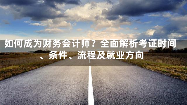 如何成为财务会计师？全面解析考证时间、条件、流程及就业方向