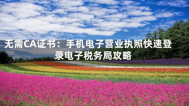 无需CA证书：手机电子营业执照快速登录电子税务局攻略