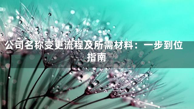 公司名称变更流程及所需材料：一步到位指南