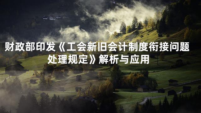 财政部印发《工会新旧会计制度衔接问题处理规定》解析与应用
