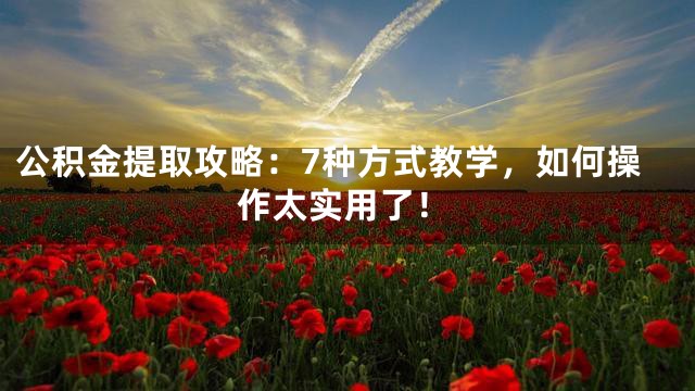 公积金提取攻略：7种方式教学，如何操作太实用了！