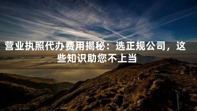 营业执照代办费用揭秘：选正规公司，这些知识助您不上当
