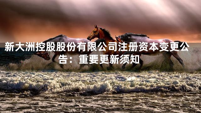 新大洲控股股份有限公司注册资本变更公告：重要更新须知