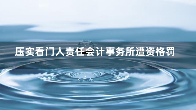 压实看门人责任会计事务所遭资格罚
