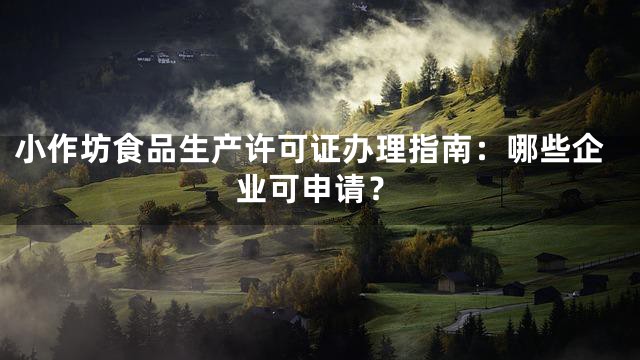 小作坊食品生产许可证办理指南：哪些企业可申请？