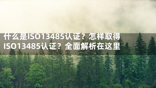 什么是ISO13485认证？怎样取得ISO13485认证？全面解析在这里