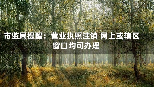 市监局提醒：营业执照注销 网上或辖区窗口均可办理
