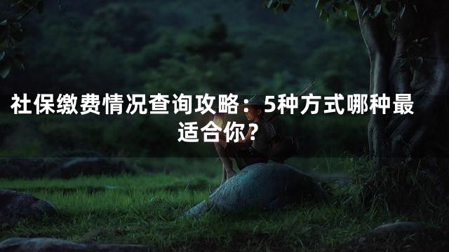 社保缴费情况查询攻略：5种方式哪种最适合你？