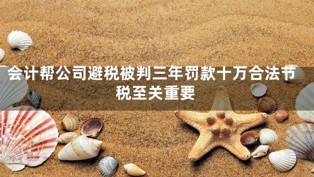 会计帮公司避税被判三年罚款十万合法节税至关重要