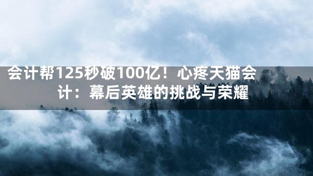会计帮125秒破100亿！心疼天猫会计：幕后英雄的挑战与荣耀