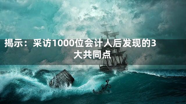 揭示：采访1000位会计人后发现的3大共同点