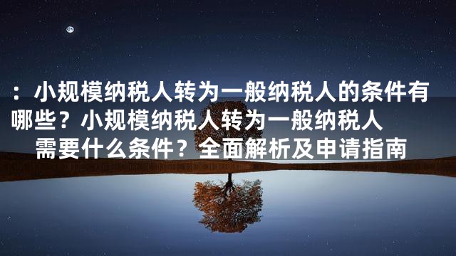 ：小规模纳税人转为一般纳税人的条件有哪些？

小规模纳税人转为一般纳税人需要什么条件？全面解析及申请指南