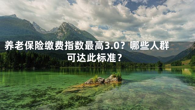 养老保险缴费指数最高3.0？哪些人群可达此标准？
