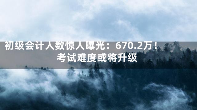 初级会计人数惊人曝光：670.2万！考试难度或将升级
