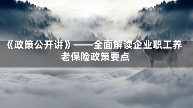《政策公开讲》——全面解读企业职工养老保险政策要点