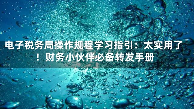 电子税务局操作规程学习指引：太实用了！财务小伙伴必备转发手册