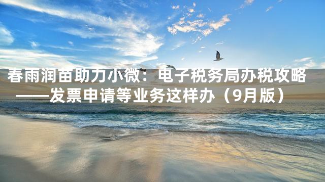 春雨润苗助力小微：电子税务局办税攻略——发票申请等业务这样办（9月版）