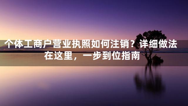 个体工商户营业执照如何注销？详细做法在这里，一步到位指南
